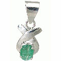 10494: silver setting green emerald  art-deco pendants