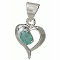 10495: silver setting green emerald  art-deco pendants