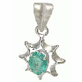 10498: silver setting green emerald  art-deco pendants