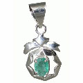 10500: silver setting green emerald  art-deco pendants