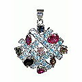Design 10501: multi-color blue topaz art-deco pendants