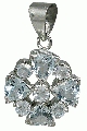 10504: silver setting Blue aquamarine flower pendants