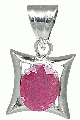 10508: silver setting Pink ruby art-deco pendants