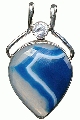 10594: Silver Setting Blue, White chalcedony  drop pendants