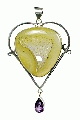 10596: Silver Setting Yellow chalcedony  drop pendants