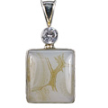 Design 10597: white,yellow chalcedony art-deco pendants