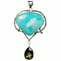 10598: Silver Setting blue,brown onyx drop pendants