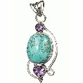 Design 10612: green,purple turquoise art-deco pendants