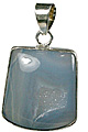 10628: silver setting Blue chalcedony pendants