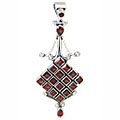 Design 10640: red garnet art-deco pendants