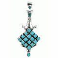 10642: Blue turquoise  art-deco pendants
