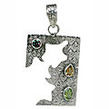 10691: Multi, Green, Yellow multi-stone  art-deco pendants