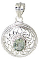 10711: Silver Setting Green, White green amethyst  art-deco pendants