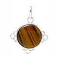 10712: Silver Setting Brown tiger eye pendants