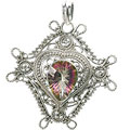 10827: blue,green,pink mystic topaz  drop pendants