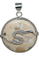 10855: Silver Setting White, yellow jasper  initials pendants