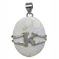 10856: Silver Setting white jasper  initials pendants