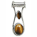 10888: Silver Setting brown tiger eye pendants