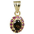 10927: Gold Plated Red, pink garnet pendants