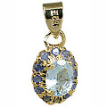 10929: Gold Plated blue blue topaz pendants