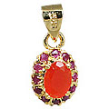 10930: Gold Plated Pink, Orange carnelian pendants