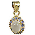 10934: Silver Setting blue,white moonstone pendants