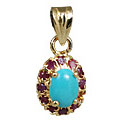 10935: Gold Plated Pink, Blue turquoise pendants