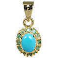 10936: Gold Plated blue,green turquoise pendants