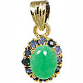 10938: Gold Plated blue,green onyx pendants