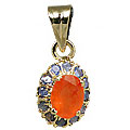 10940: Gold Plated blue,orange carnelian pendants