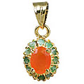 10942: Gold Plated green,orange carnelian pendants