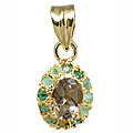 10944: Gold Plated brown,green smoky quartz pendants