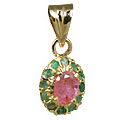 Design 10945: green,pink rose quartz pendants