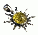 Design 11009: green,yellow amber star, sun pendants
