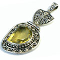 11028: Silver Setting yellow citrine  gothic-medieval pendants