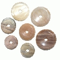 11100: Beaded brown,yellow,white,orange moonstone donut pendants