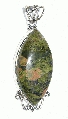 11197: Silver Setting green,orange unakite pendants