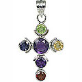 11275: Silver Setting multi-color multi-stone cross pendants