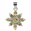 11282: Silver Setting yellow citrine flower pendants