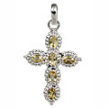 11292: Silver Setting yellow citrine  cross pendants
