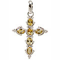 11308: Silver Setting yellow citrine  cross pendants