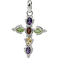 11310: Silver Setting multi-color multi-stone  cross pendants