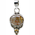 11385: Silver Setting Brown rotile pendants