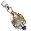 11389: Silver Setting brown,purple rotile  drop pendants