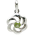 11397: Silver Setting green,white peridot flower pendants