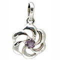 11399: Silver Setting purple,white amethyst  flower pendants