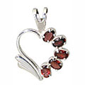 Design 11417: red,white garnet heart pendants