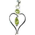 11419: Silver Setting green,white peridot heart pendants