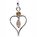 11420: Silver Setting white,yellow citrine  heart pendants