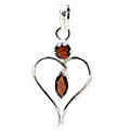 11422: Silver Setting red,white garnet  heart pendants